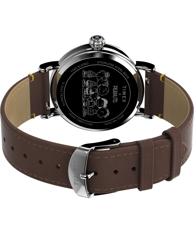 TW2V60100VQ Timex Standard x Peanuts Featuring Snoopy Thanksgiving 40mm Leather Strap Watch back (with strap) image