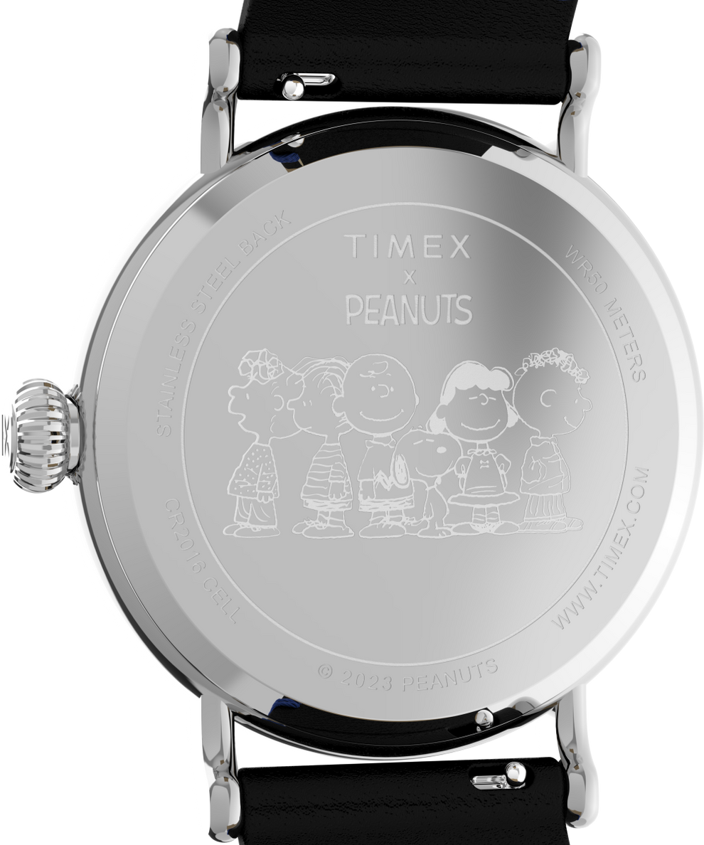 TW2V60300VQ Timex Standard x Peanuts Featuring Snoopy Graduation 40mm Leather Strap Watch caseback image