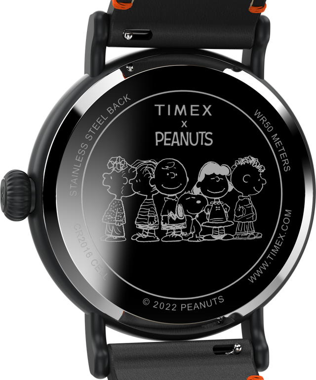 TW2V60800VQ Timex Standard x Peanuts Featuring Snoopy Dia de los Muertos 40mm Leather Strap Watch caseback image