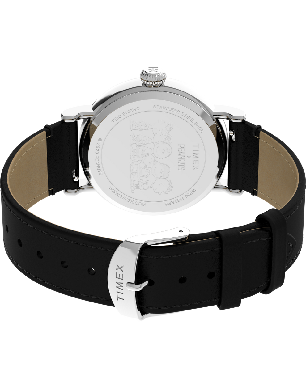TW2V61000VQ Timex Standard x Peanuts Featuring Snoopy Happy Birthday 40mm Leather Strap Watch back (with strap) image