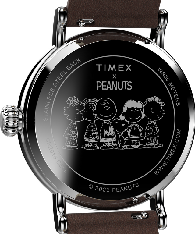 TW2V61200VQ Timex Standard x Peanuts Featuring Snoopy at the Beach 40mm Leather Strap Watch caseback image