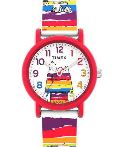 TW2V77700JT Timex X Peanuts Rainbow Paint 36mm Silicone Strap Watch primary image