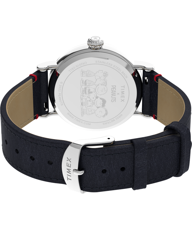 TW2V82000VQ Timex Standard x Peanuts Featuring Snoopy Soccer 40mm Leather Strap Watch back (with strap) image