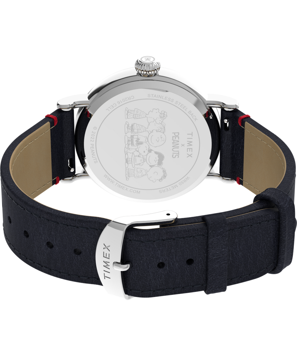 TW2V82000VQ Timex Standard x Peanuts Featuring Snoopy Soccer 40mm Leather Strap Watch back (with strap) image