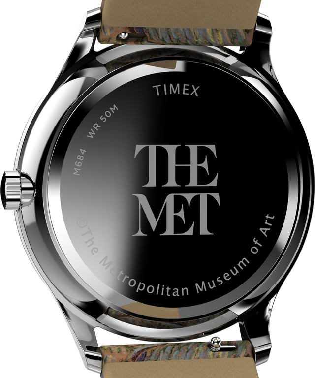 TW2W25100 Timex x The MET Van Gogh 40mm Leather Strap Watch Caseback Image