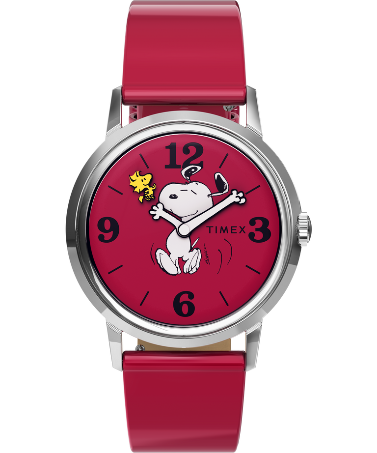 TW2W26200 Timex Marlin® Hand-Wound x Peanuts Snoopy Dancing Reissue 34mm Leather Strap Watch Primary Image