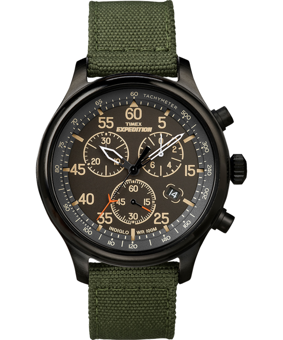 TW4B103009J Expedition Field Chronograph 43mm Fabric Strap Watch in Green primary image