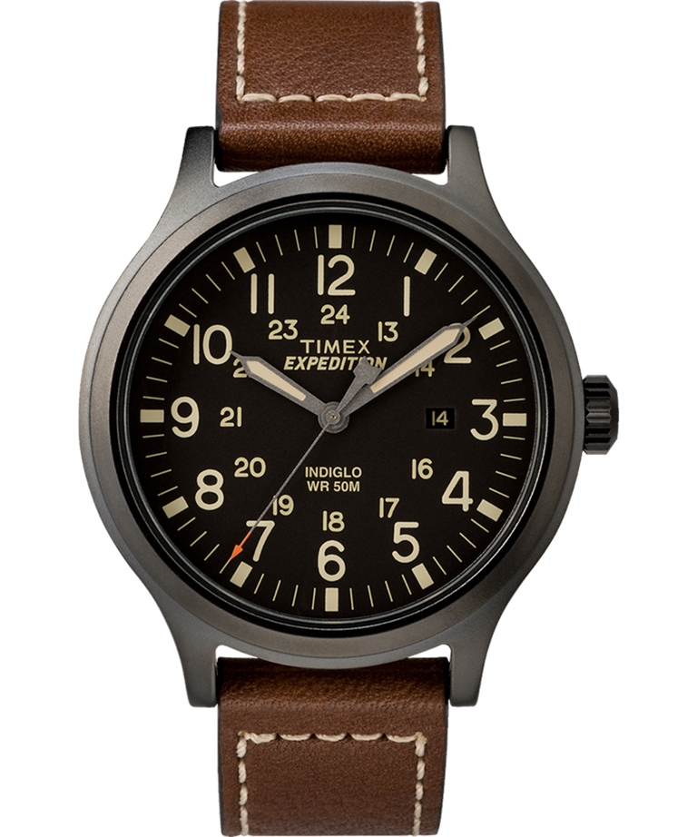 TW4B113009J Expedition Scout 43mm Leather Strap Watch in Brown primary image
