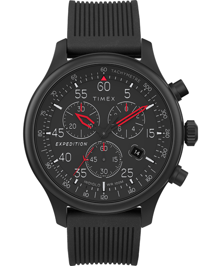 TW4B207009J Expedition Field Chronograph 43mm Resin Strap Watch in Black primary image