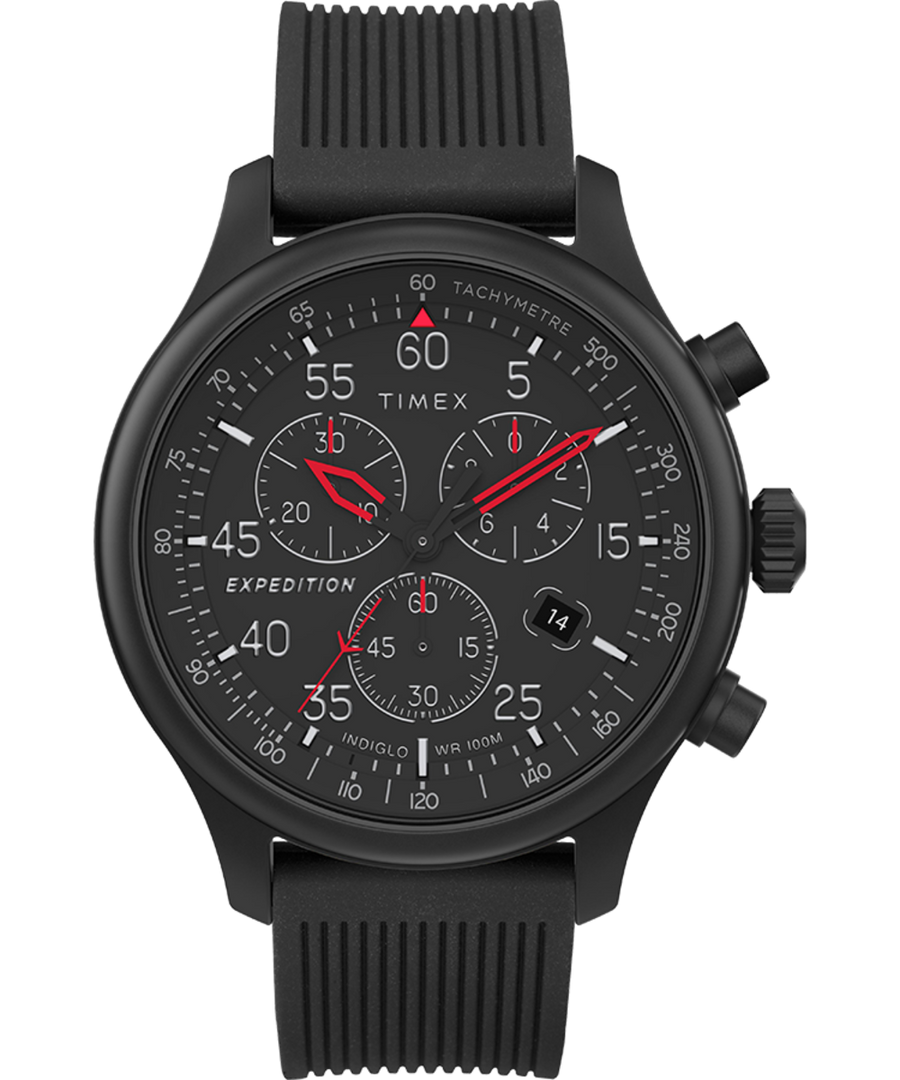 TW4B207009J Expedition Field Chronograph 43mm Resin Strap Watch in Black primary image