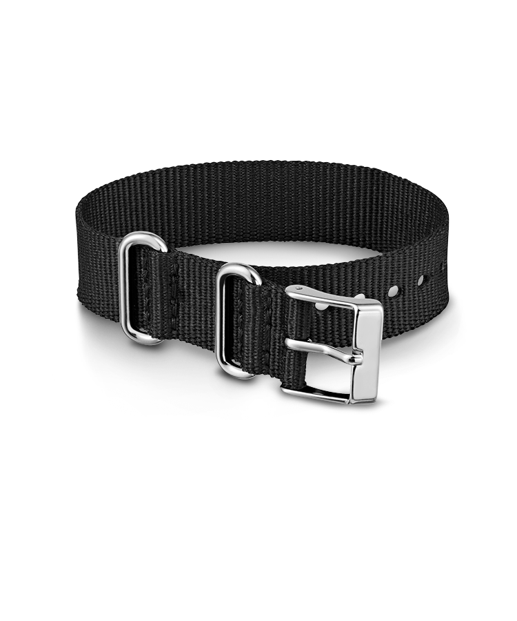16mm Fabric Slip-Thru Single Layer Strap in Black