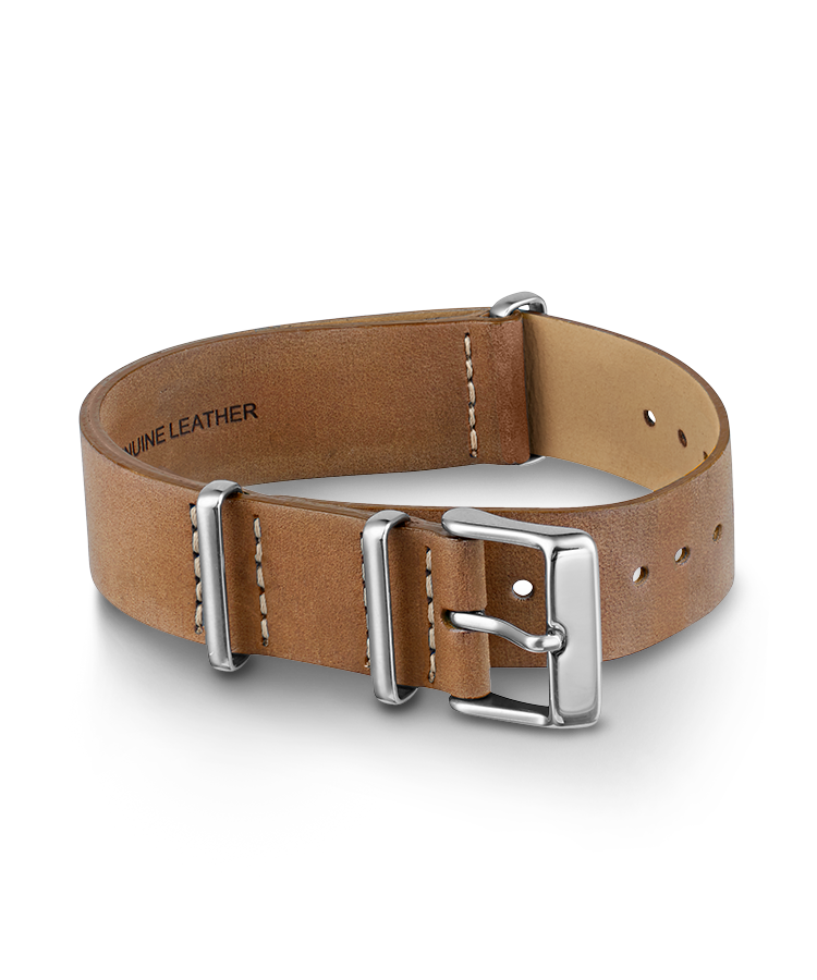 18mm Leather Slip-Thru Double Layer Strap in Champagne