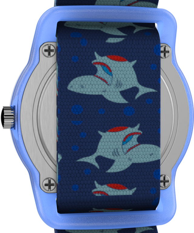 TW7C135009J TIMEX TIME MACHINES® 29mm Blue Shark Elastic Fabric Kids Watch caseback image