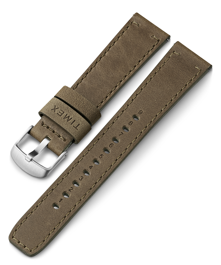 20mm Quick Release Leather Strap in Green