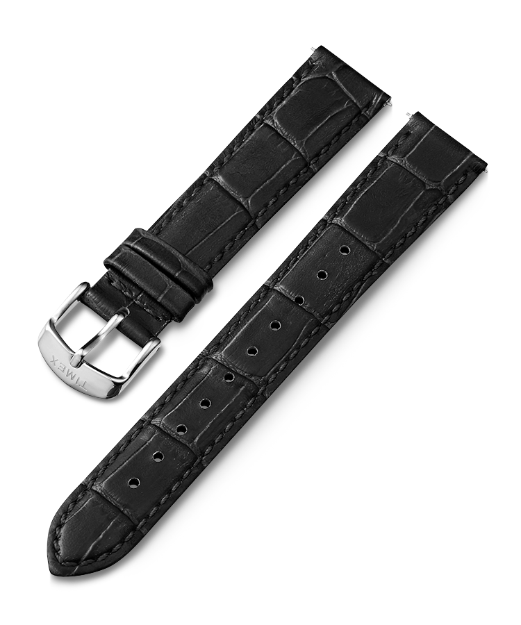 18mm Quick Release Leather Strap in Black