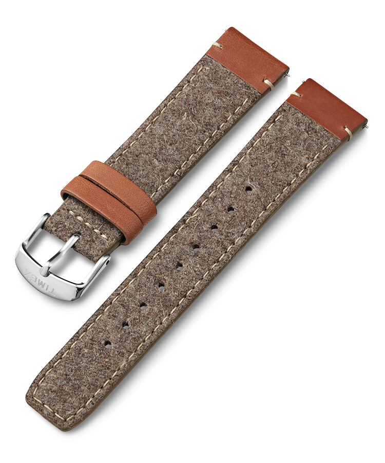 20mm Fabric Strap with Leather Accents in Tan