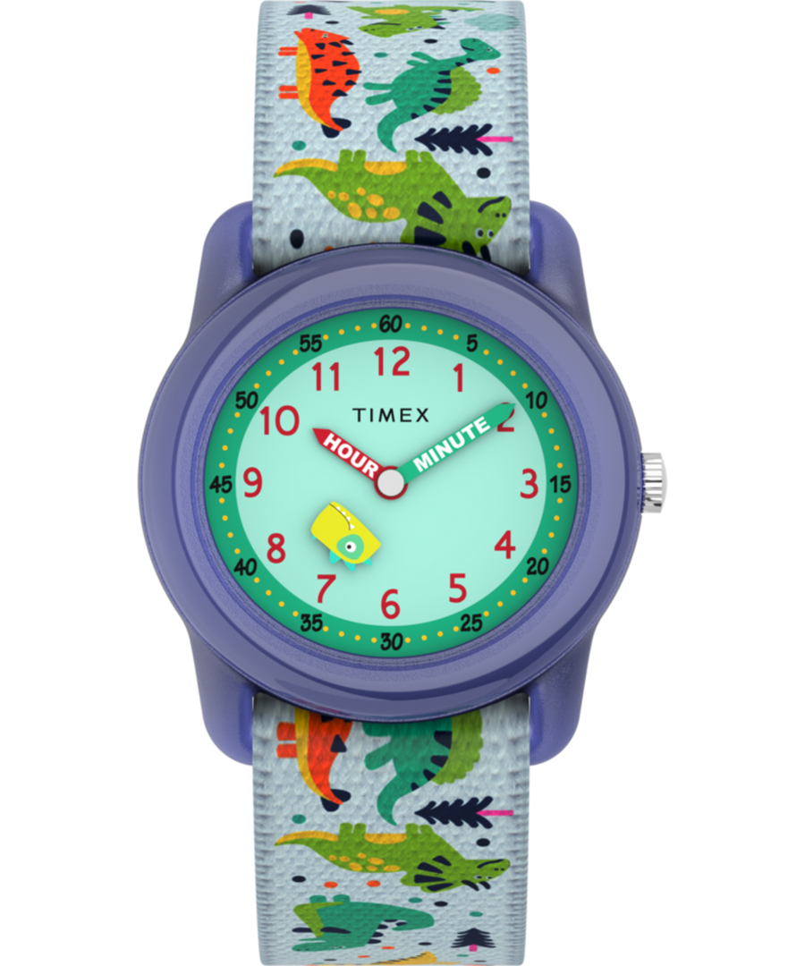 TW7C77300XY TIMEX TIME MACHINES® 29mm Purple Dinosaur Elastic Fabric Kids Watch primary image