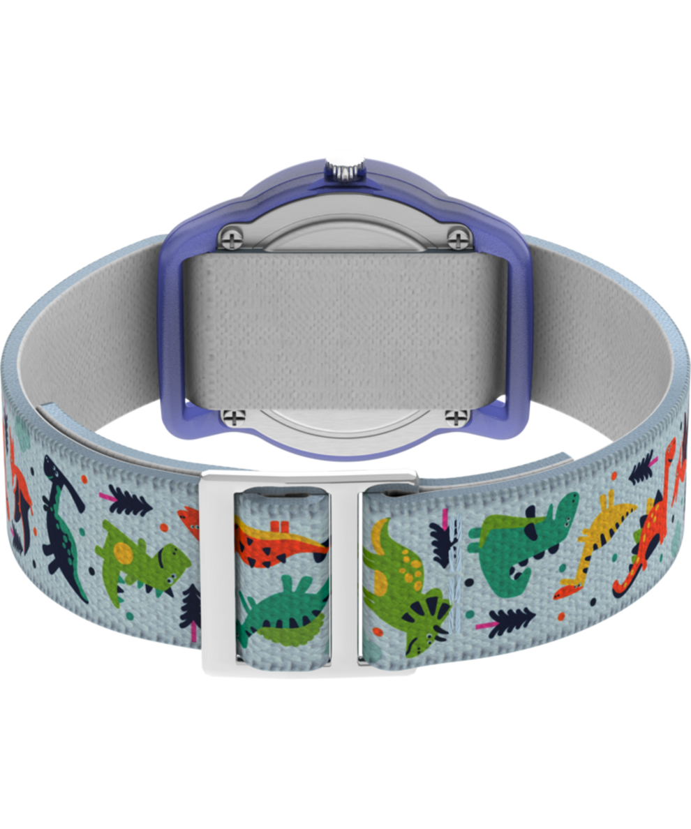 TW7C77300XY TIMEX TIME MACHINES® 29mm Purple Dinosaur Elastic Fabric Kids Watch back (with strap) image