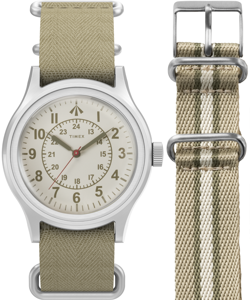 TWG029700OE Timex X Nigel Cabourn 36mm Fabric Strap Watch Set in Tan primary image